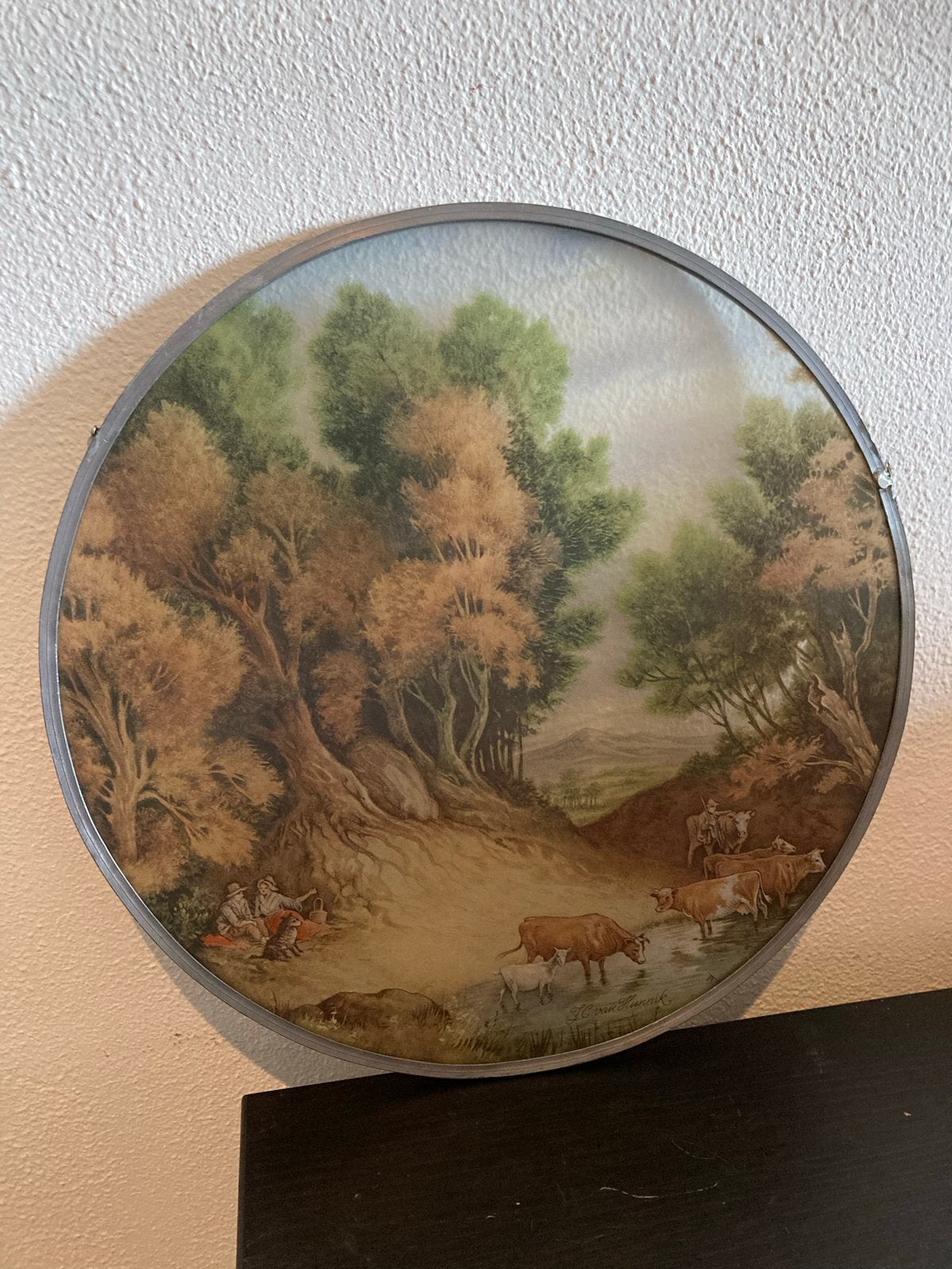 Raamhanger Romantisch Landschap met Poel - Coen van Hunnik, Realistisch, Ophalen of Verzenden, Gesigneerd, Landschap