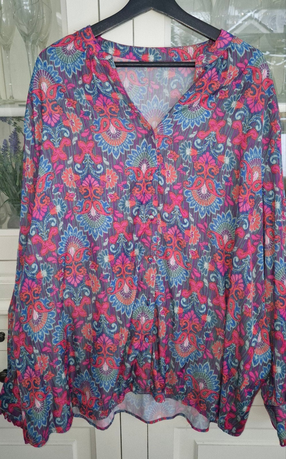 Prachtige kleurige boutique blouse maat 50/52 zgan, Ophalen of Verzenden, Zo goed als nieuw, Maat 46/48 (XL) of groter, Roze