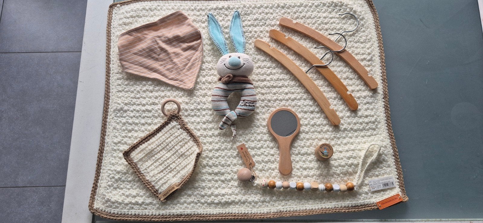Handgehaakt babydekentje set, Nieuw, Handgemaakt, Beige, Deken