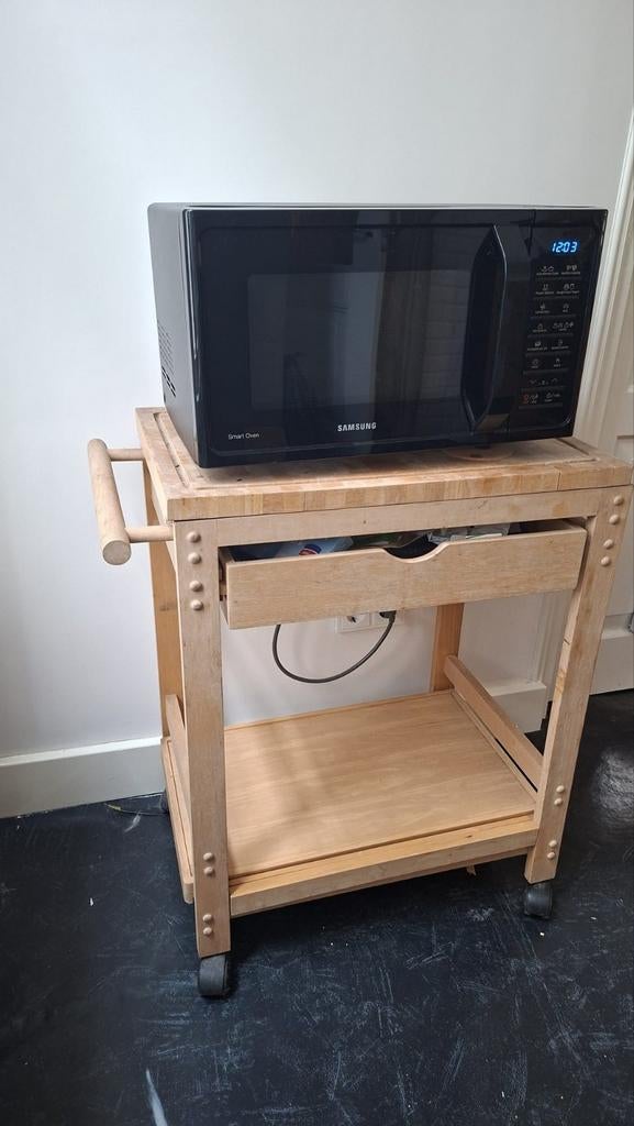 Keuken trolley hout, met hakblok, Huis en Inrichting, Zo goed als nieuw, Minder dan 100 cm, 25 tot 50 cm, 50 tot 100 cm