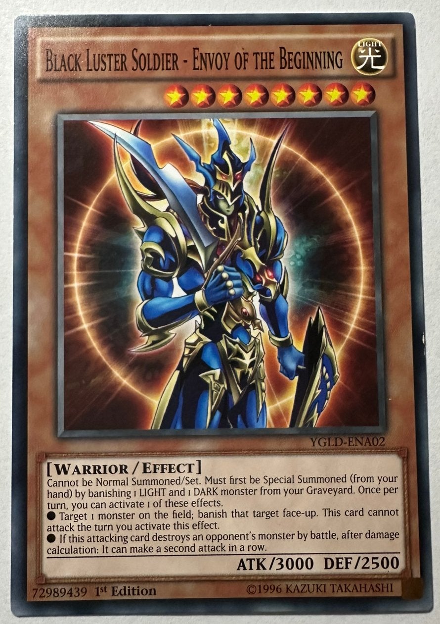 Yu-Gi-Oh! Black Luster Soldier - Envoy Beginning YGLD 1st Ed, Ophalen of Verzenden, Gebruikt, Losse kaart