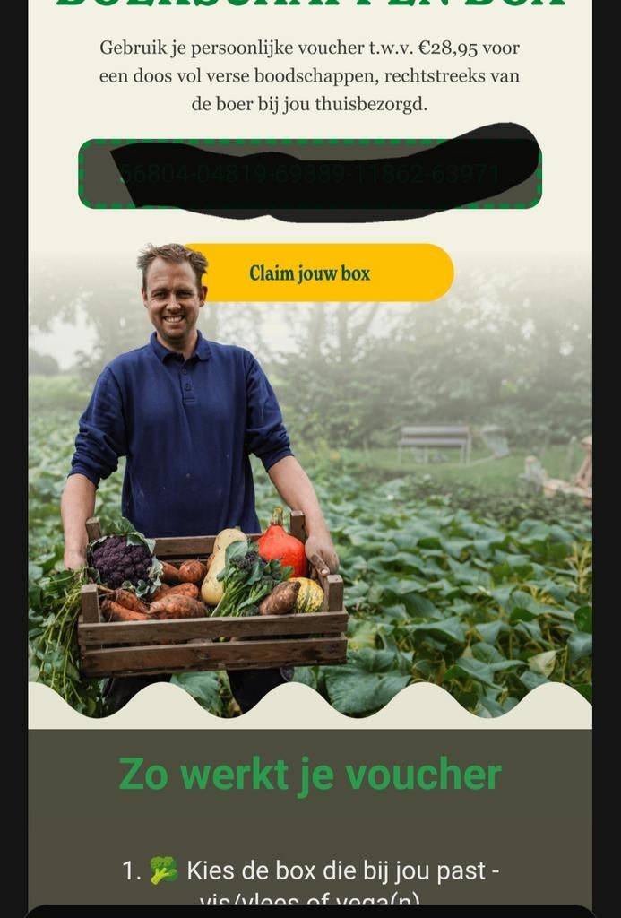 Boerschappen voucher, Eén persoon, Cadeaubon