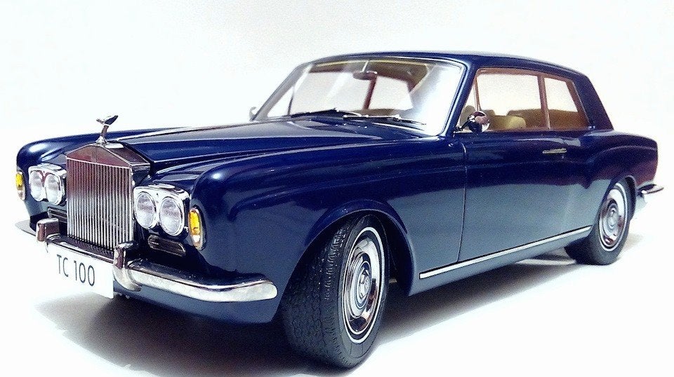 1/18 PARAGON 1968 Rolls-Royce Silver Shadow MPW Coupe Blue, Ophalen of Verzenden, Overige merken