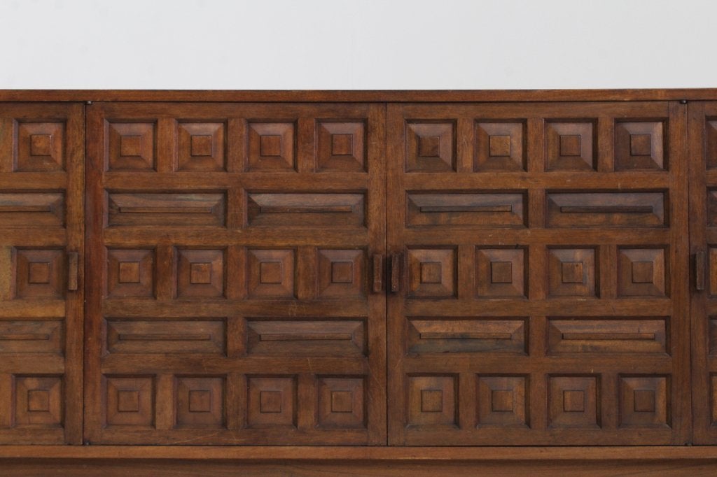 Vintage brutalist dressoir  jaren 70, Ophalen of Verzenden, Vintage , brutalist, 200 cm of meer, 25 tot 50 cm