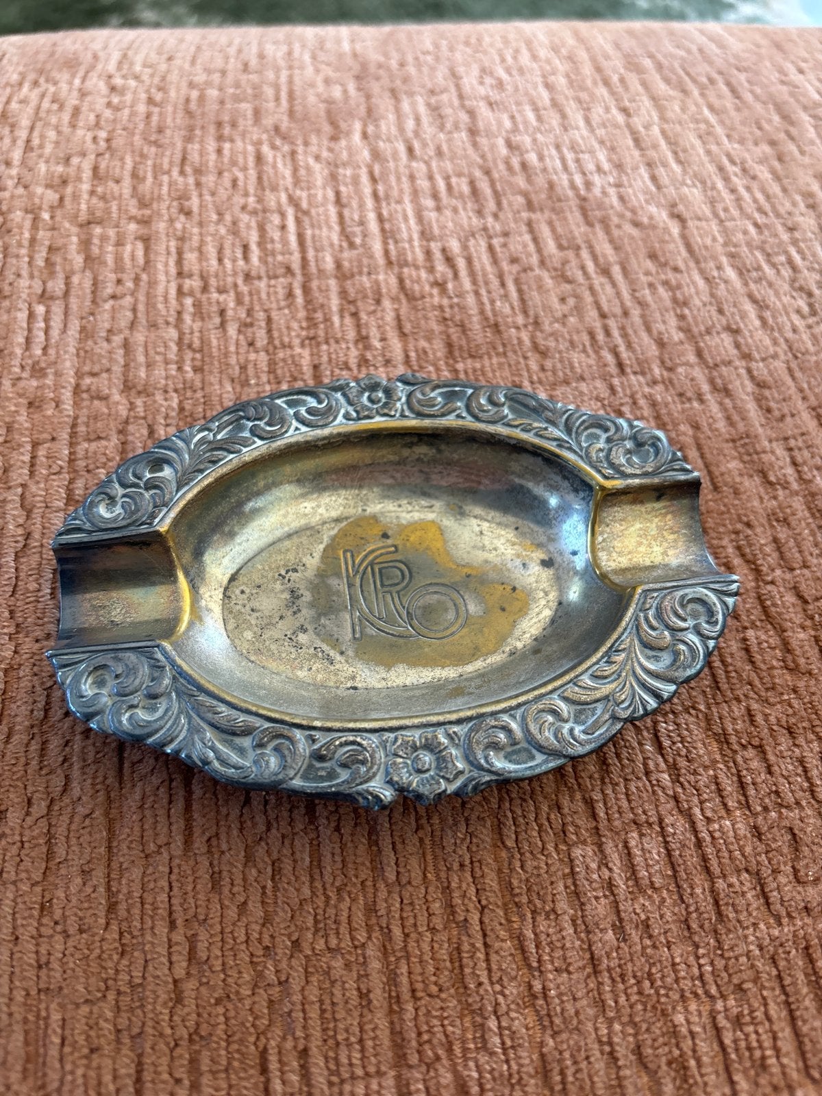 Vintage metal asbak met KRO-logo, Ophalen of Verzenden