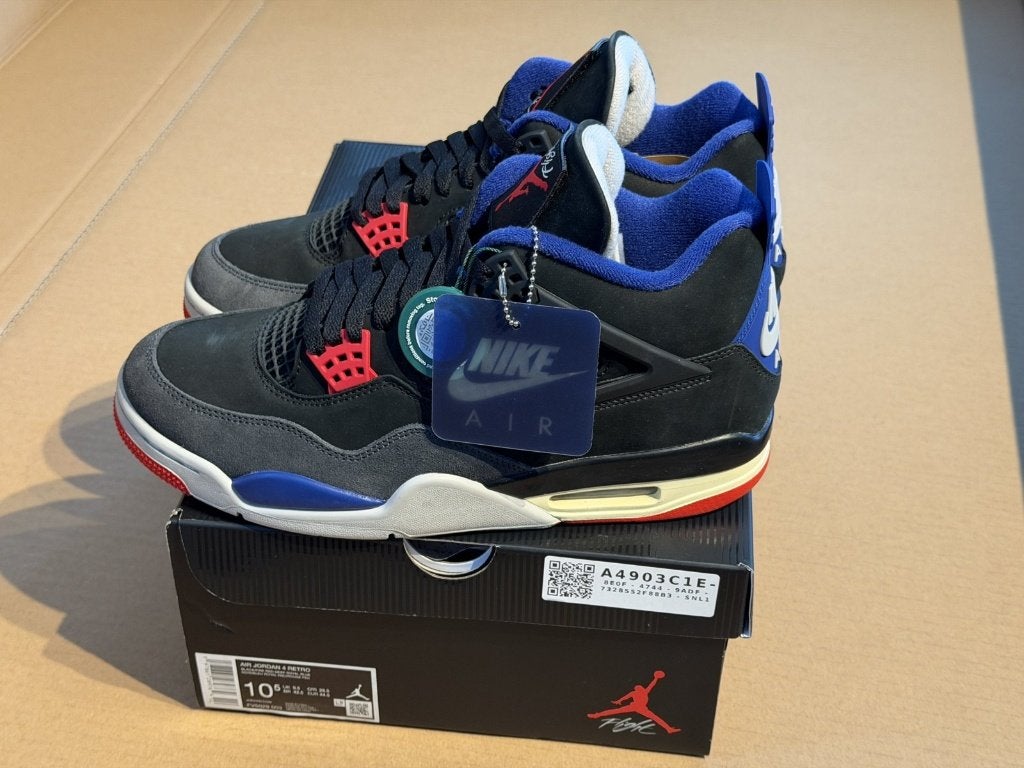 Nike Air Jordan 4 Rare Air White Lettering - maat EU 44.5, Zwart, Nieuw, Ophalen of Verzenden, Sneakers of Gympen