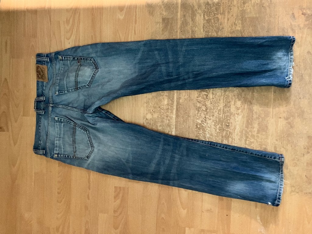 Spijkerbroek vintage, Ophalen, Blauw, W33 - W36 (confectie 42/44), Gedragen