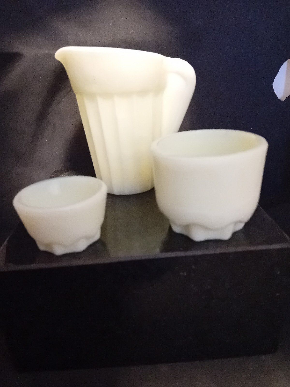 Leerdam Geperst Glas Set: Kannetje, Eierdopje, Zoutvaatje, Ophalen of Verzenden