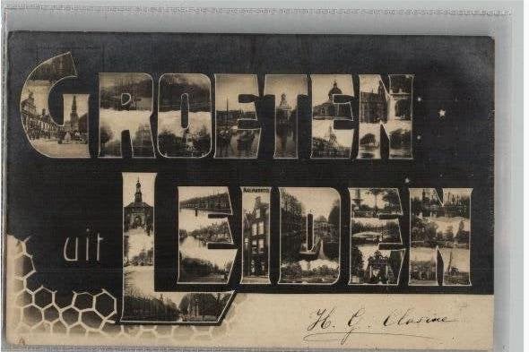 Groeten uit leiden  honingraat-motief st 1904, Verzamelen, Ansichtkaarten | Nederland, Verzenden, Voor 1920, Gelopen, Zuid-Holland