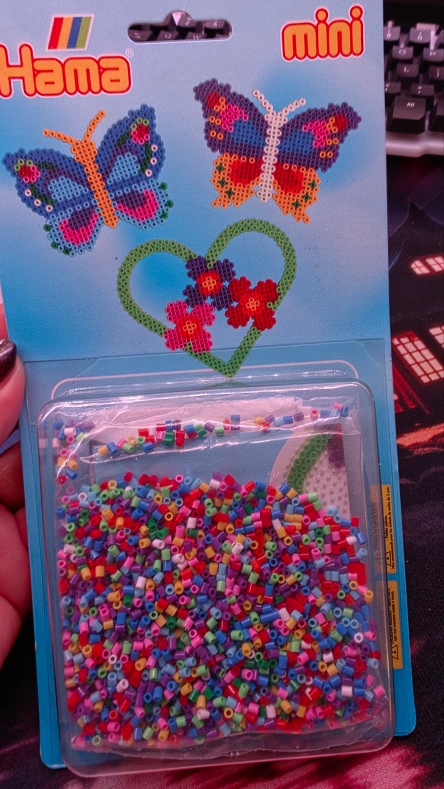 HAMA mini strijkkralen set vlinders en hartje, Hobby en Vrije tijd, Dieren, Nieuw, Meerkleurig, Ophalen of Verzenden