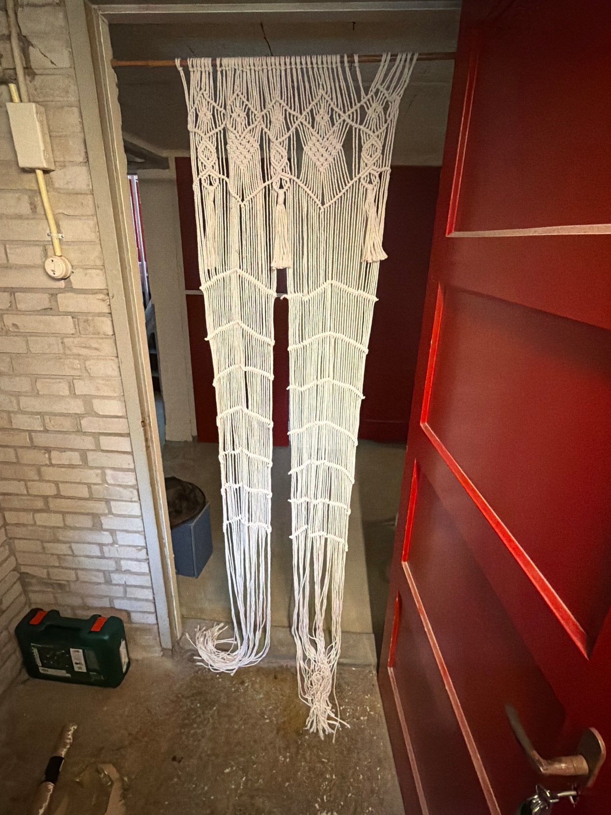 Handgemaakt Macramé Gordijn - Boheemse Stijl, Ophalen, Wit, Gordijn, Katoen