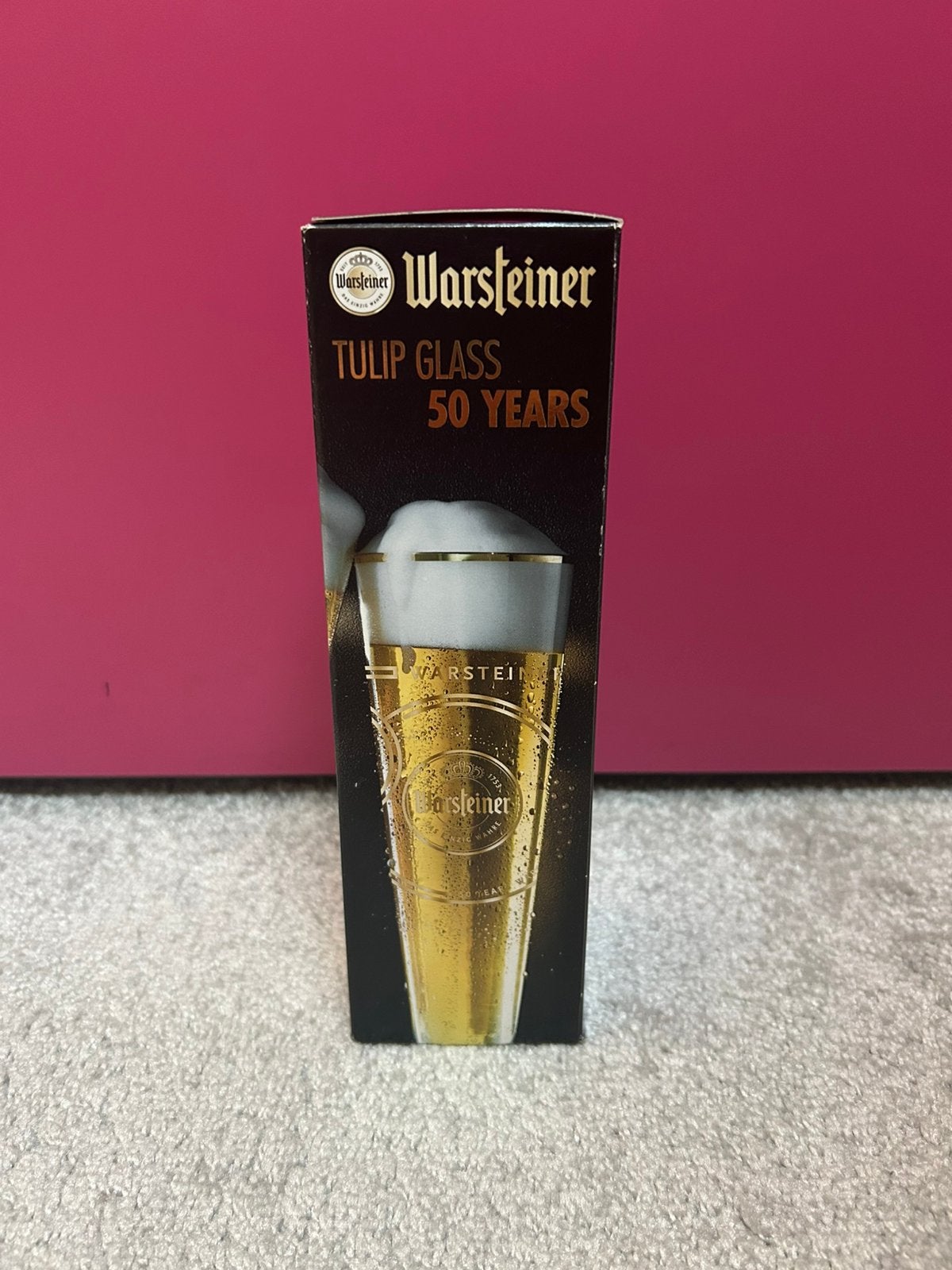 Warsteiner tulp glas 50 jaar, Verzamelen, Ophalen of Verzenden, Zo goed als nieuw, Bierglas