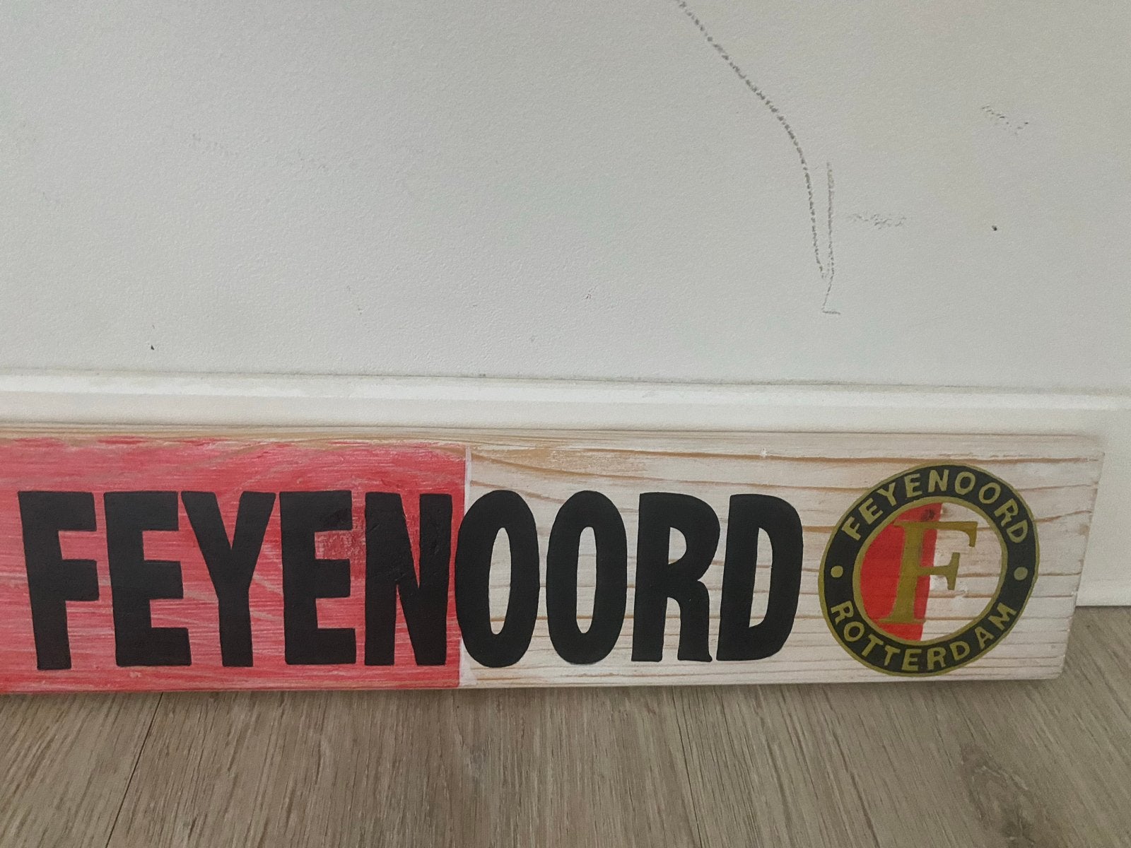 Houten Feyenoord bord - Decoratie voor de echte fan, Ophalen, Gebruikt, Meerkleurig, Hout
