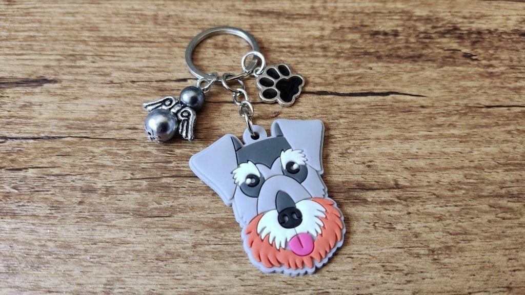 Tas/Sleutelhanger Schnauzer PVC groot met beschermengeltje, Dieren en Toebehoren, Verzenden, Nieuw