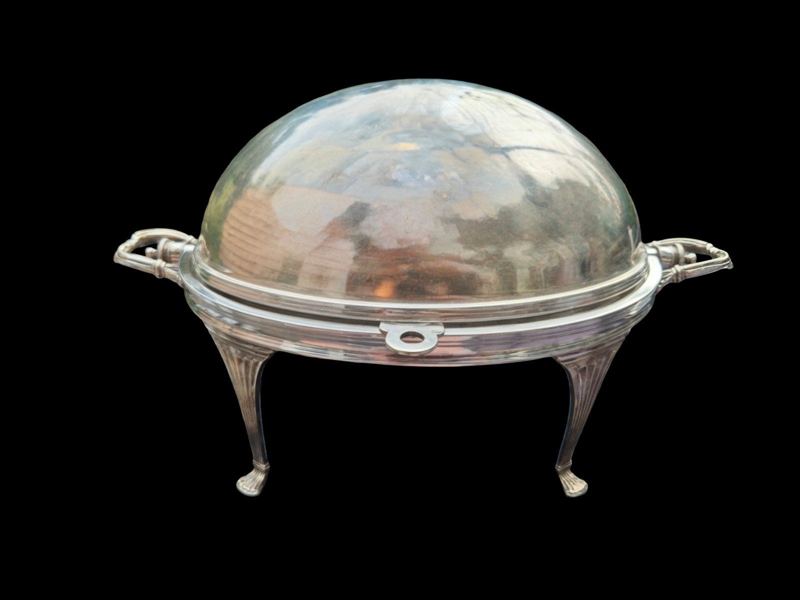 Antieke verzilverde 'revolving dish' voor ontbijt, Ophalen of Verzenden