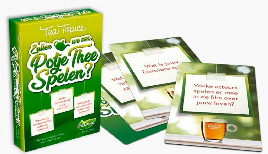 VRAGEN SPEL Zullen we een potje thee spelen van PICKWICK, Vijf spelers of meer, Ophalen of Verzenden, Nieuw, Idententy Games
