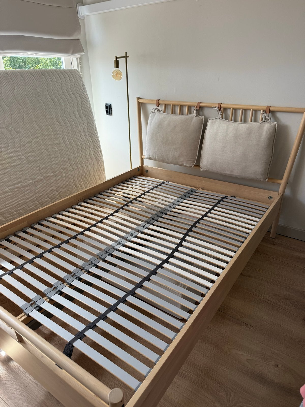 IKEA BJÖRKSNÄS bedframe 140x200 cm berken/Lönset, Ophalen, Gebruikt, Beige, Tweepersoons