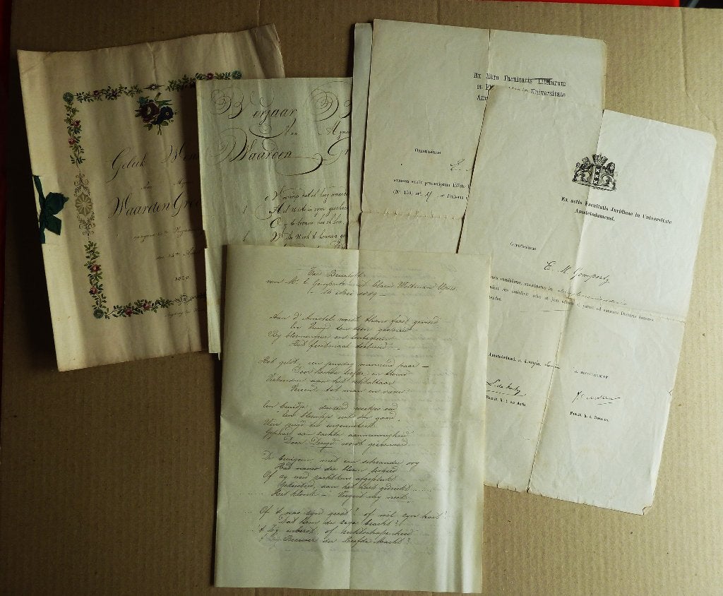 Documenten 1826-1891 Bul Academie Amsterdam  E.M.Gompertz, Ophalen of Verzenden