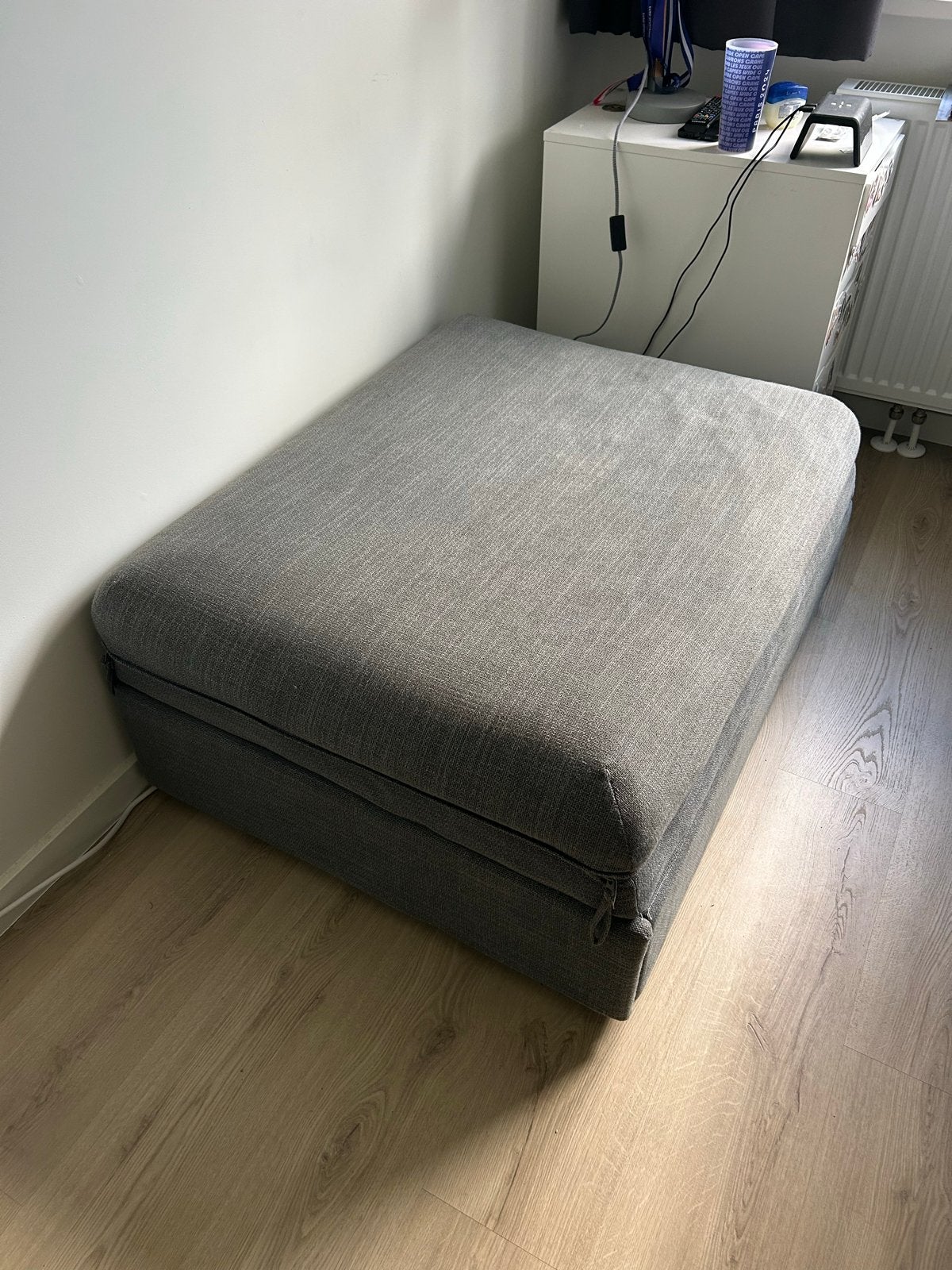 IKEA slaapbank/poef - grijs, Ophalen, Gebruikt, Eenpersoons, 80 cm