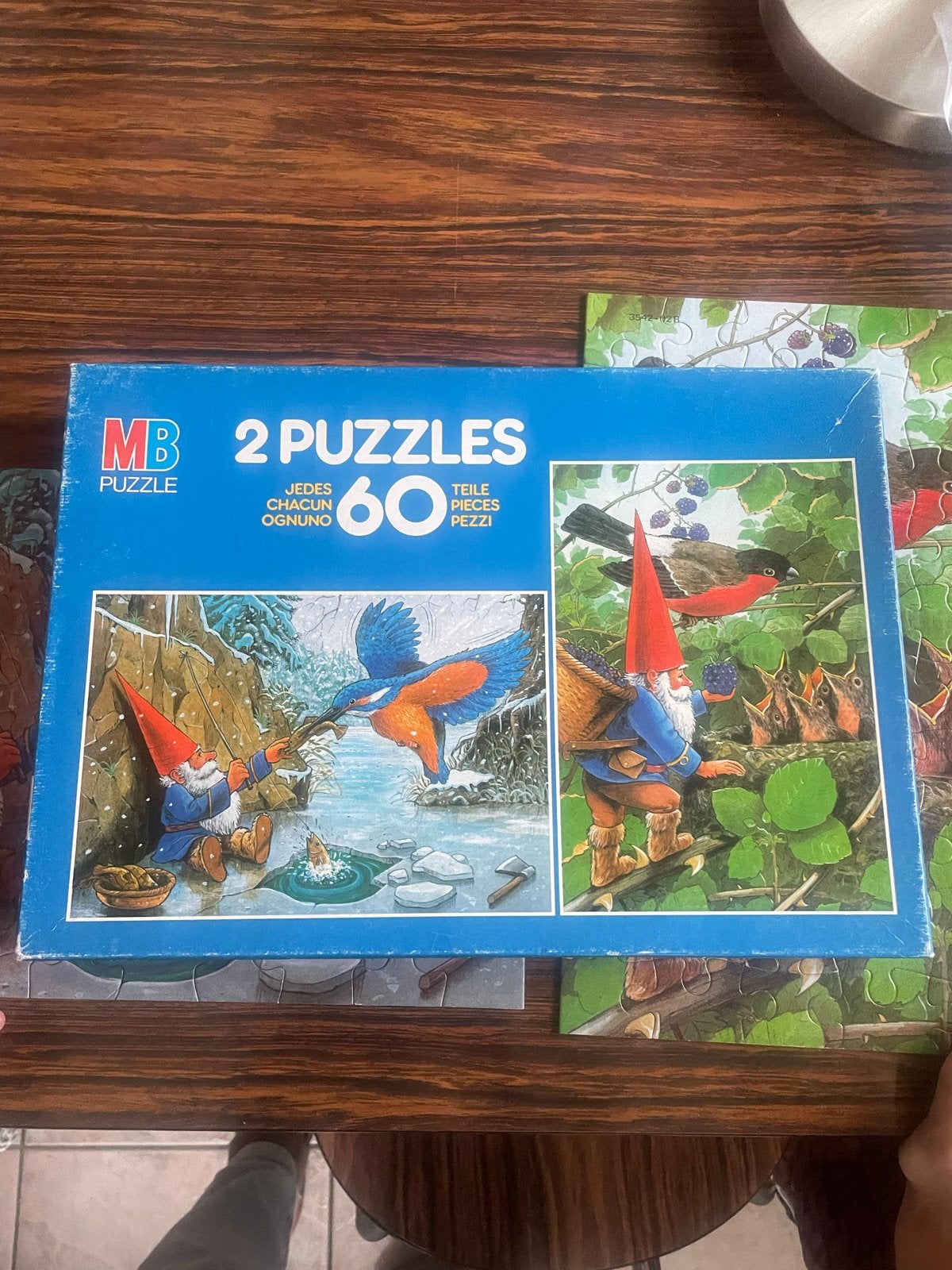 MB 2 Puzzels 60 Stukjes -david de kabouter, Ophalen of Verzenden, Minder dan 500 stukjes, Gebruikt, Legpuzzel