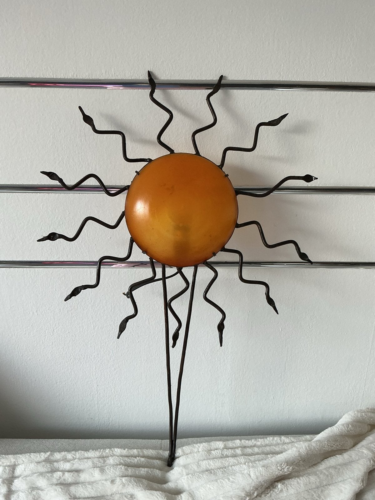 Vintage Zon Wanddecoratie - lamp, Metaal, Wandsculptuur, Gebruikt, Vintage