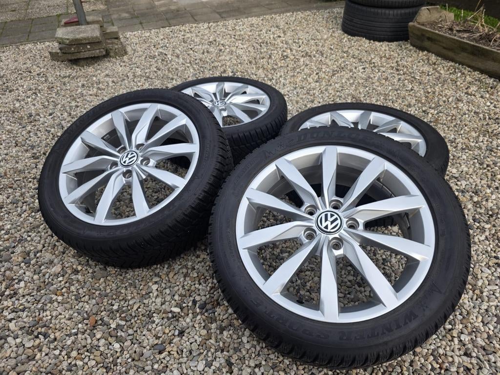 Orig.17" VW Golf 7 R-line Dijon velgen. A-merk Dunlop banden, Auto-onderdelen, Gebruikt, Banden en Velgen, 17 inch, Personenwagen