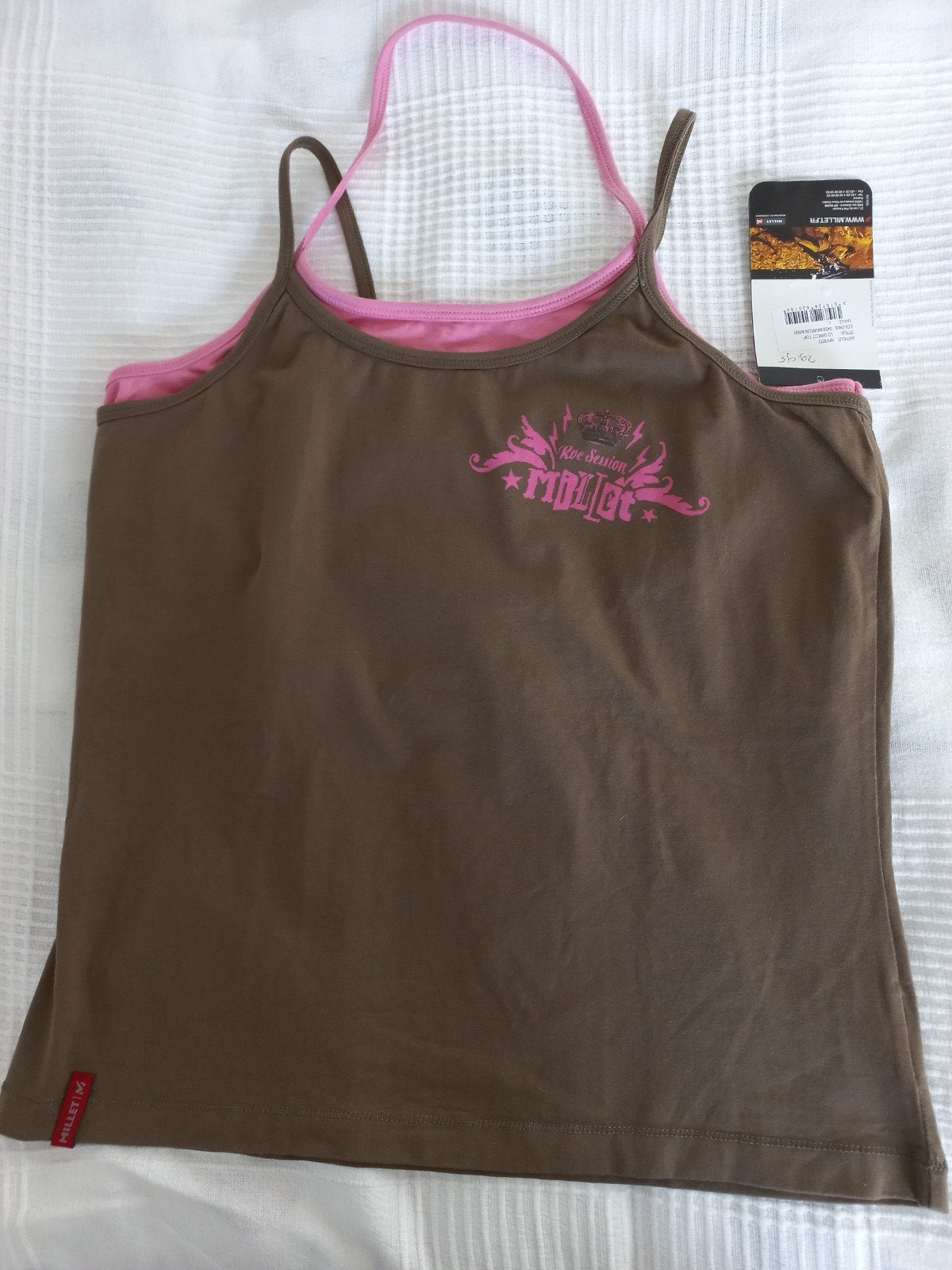 Millet spaghettishirtje met vast topje, maat L, nieuw, Ophalen of Verzenden, Nieuw, Bruin, Zonder mouw