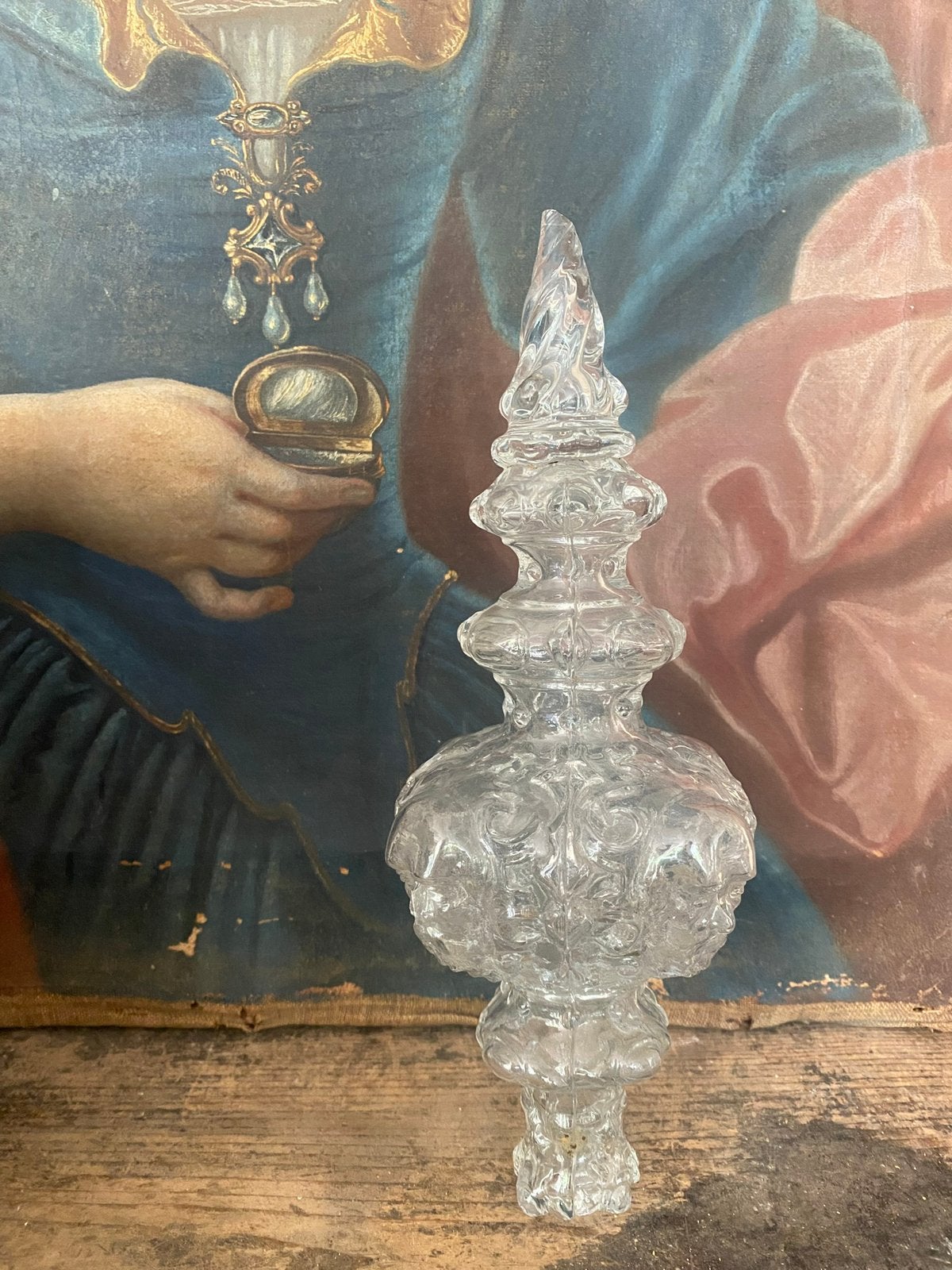 Antiek frans ornament, pinakel, van glas, Ophalen of Verzenden