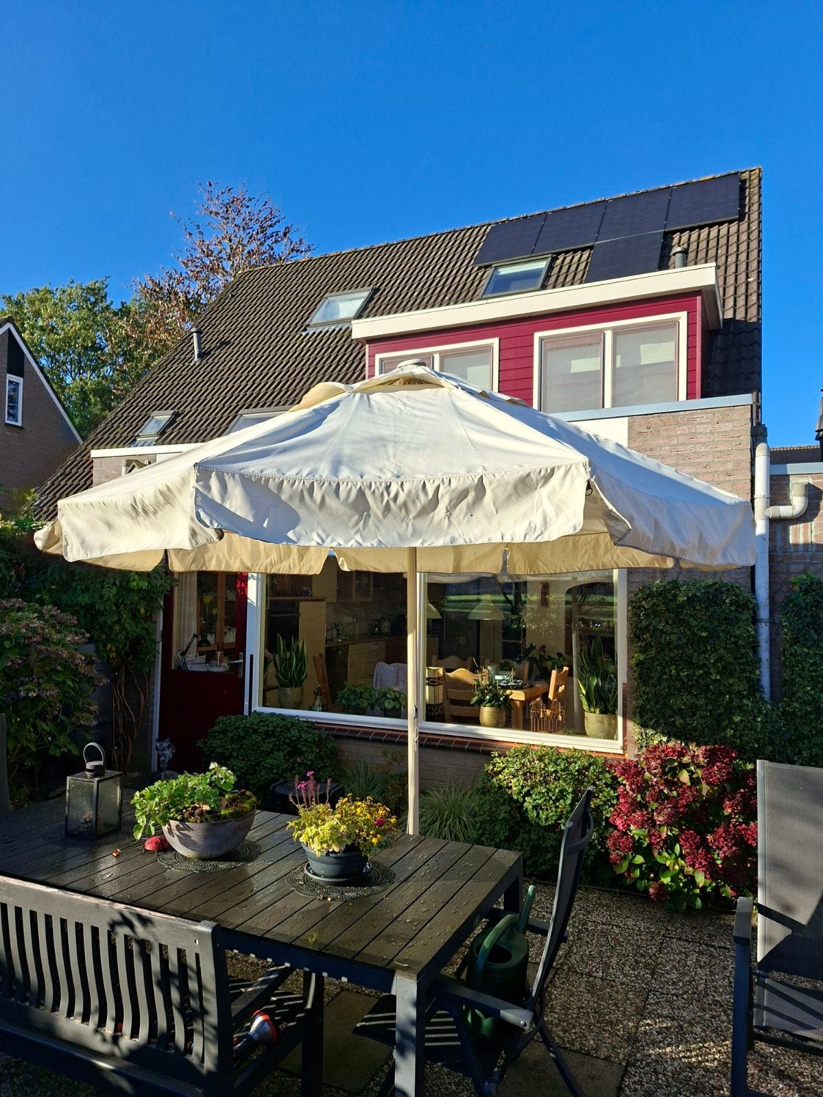 Sun Garden Parasol Rond 3m - Robuust Frame, Ophalen, Gebruikt, 3 tot 4 meter, Stokparasol