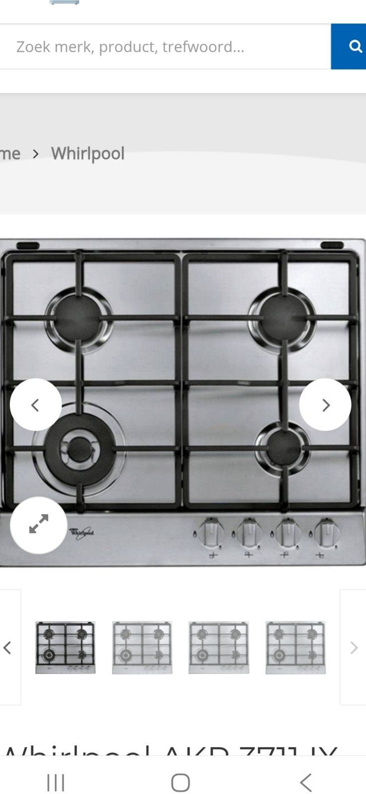whirlpool gaskookplaat  4 pits nieuw, Ophalen, Nieuw, 4 kookzones, Inbouw