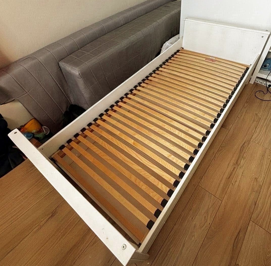 wit bed met opberg lade 90x200, Ophalen, Gebruikt, 90 cm, Eenpersoons