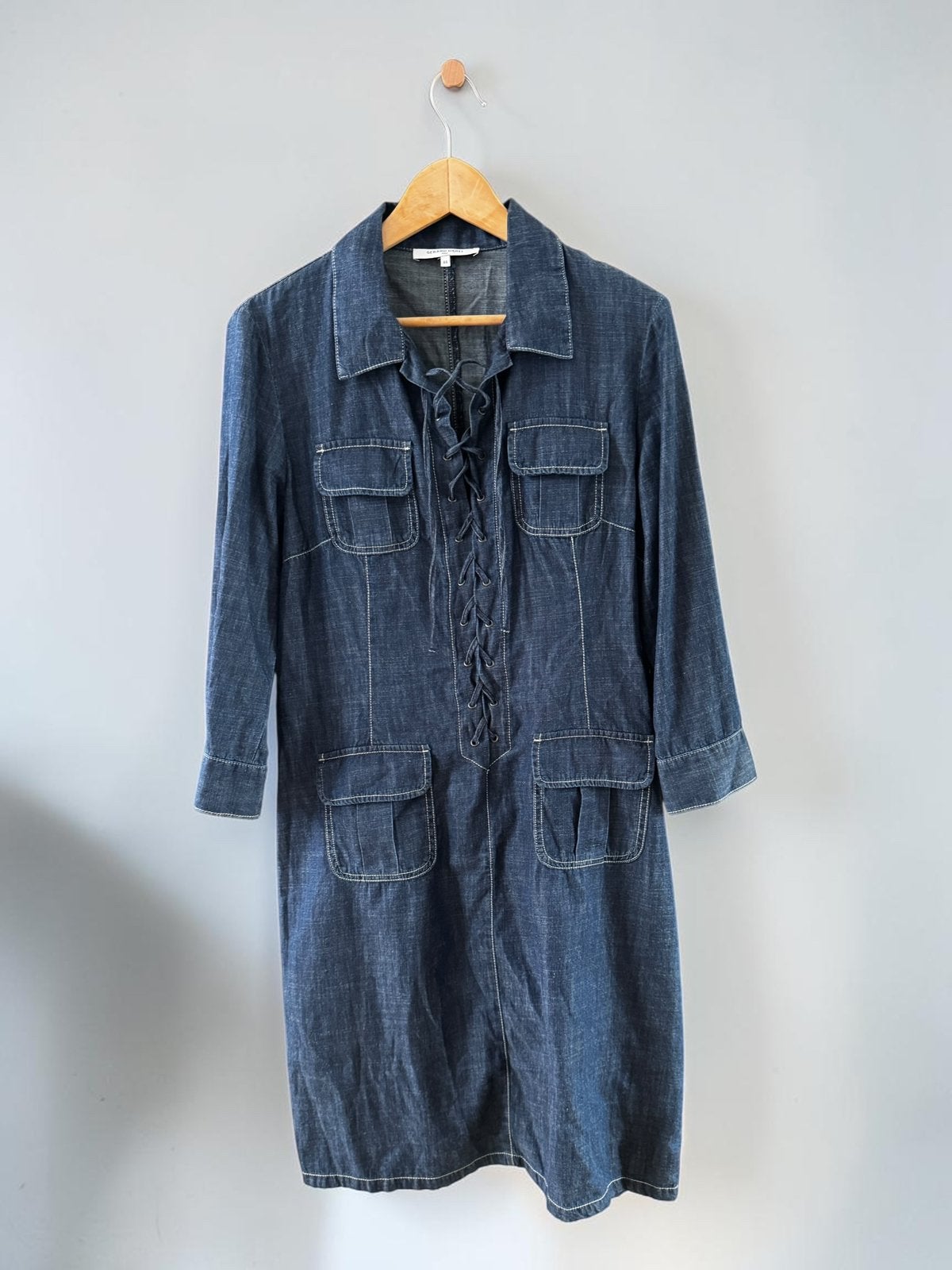 Gerard Darel spijkerjurk jurk denim blauw lace up 44 XXL, Kleding | Dames, Blauw, Maat 42/44 (L), Ophalen of Verzenden, Zo goed als nieuw