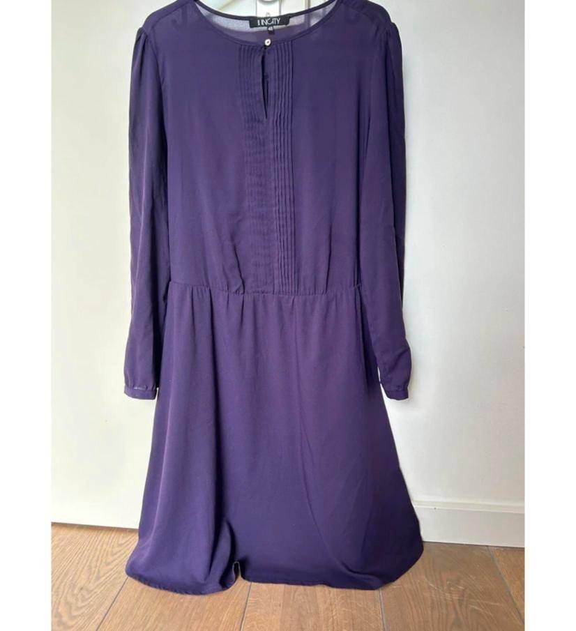 Purple InCity midi cocktail dress L, Paars, Maat 42/44 (L), Ophalen of Verzenden, Knielengte