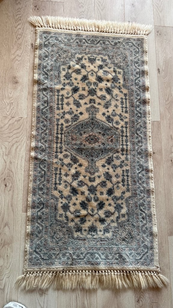 Vintage kleed Blauw beige, Blauw, 200 cm of meer, Zo goed als nieuw, Rechthoekig