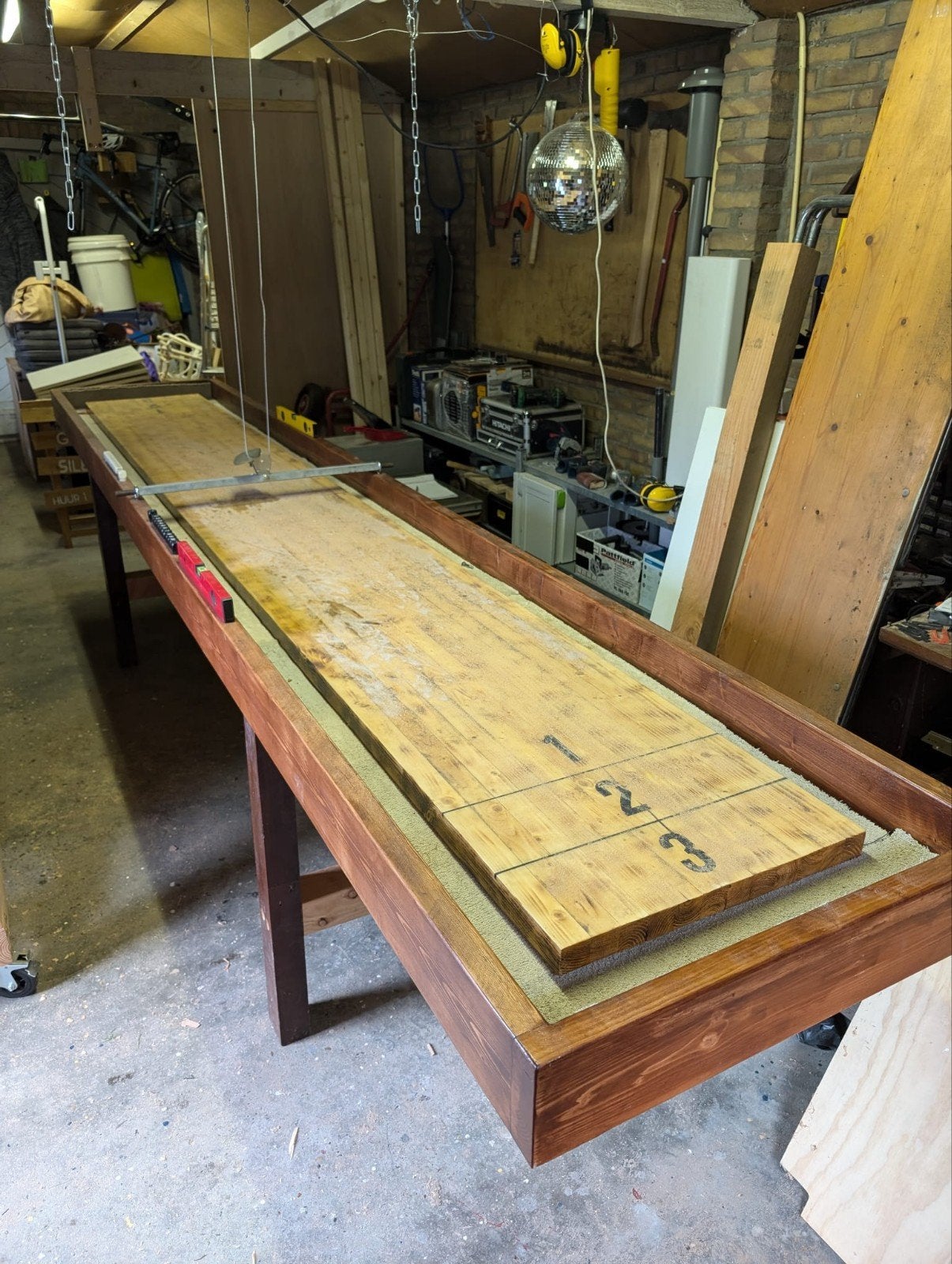 Grote 14ft Shuffleboard Tafel (431x71cm) - Gebruikt, Ophalen, Gebruikt