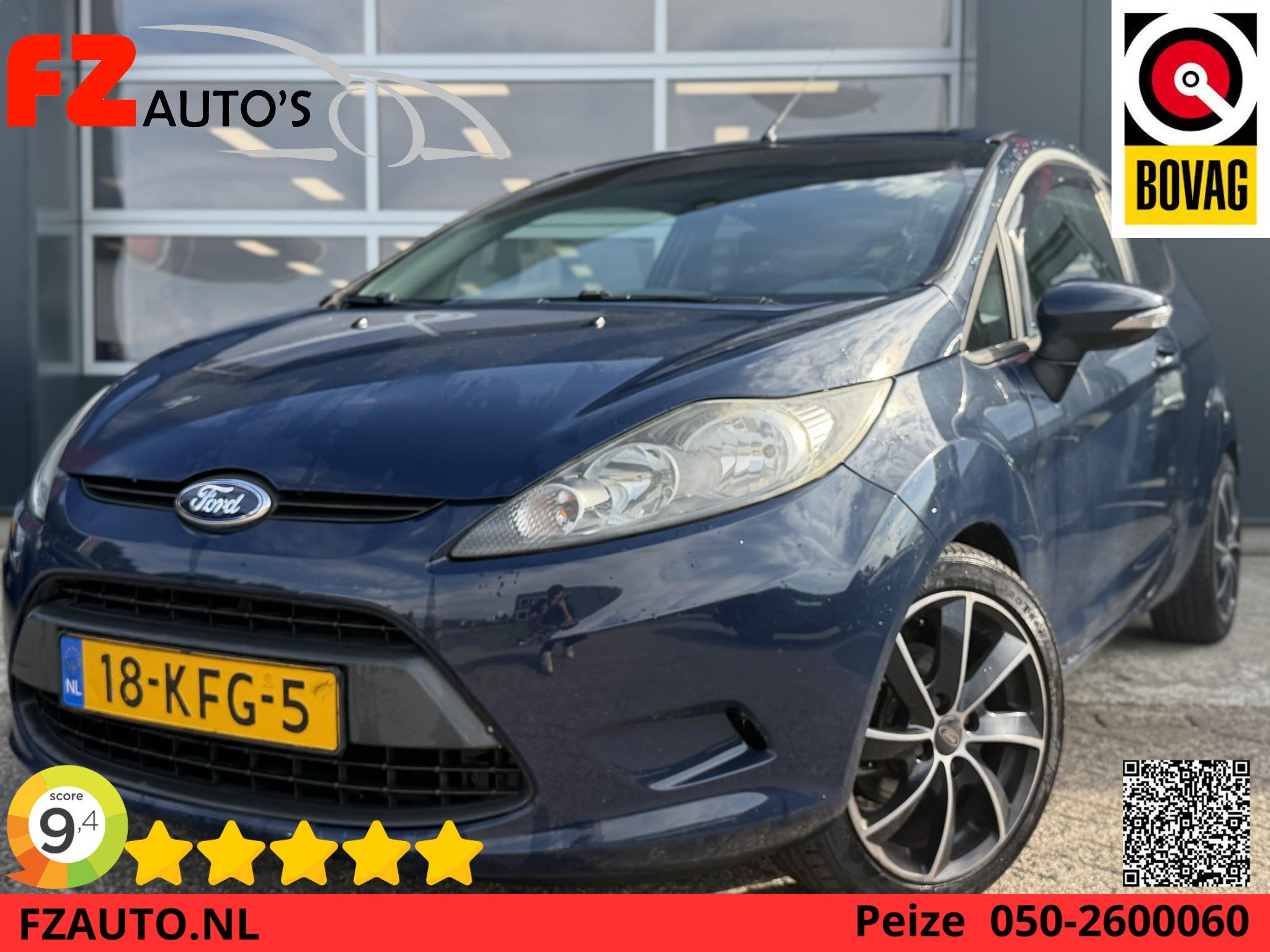 Ford Fiesta 1.4 Trend Automaat - Airconditioning - Cruise Co, 4 cilinders, Blauw, Origineel Nederlands, Bedrijf