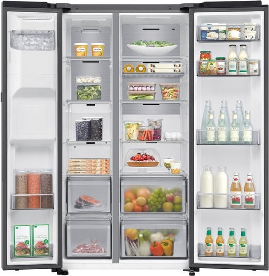 Samsung Amerikaanse koelkast RS80F66KBT - RVS, 200 liter of meer, 60 cm of meer, Met aparte vriezer, Nieuw