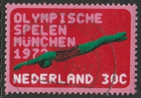 Nederland 1972 1013 Olympiade Zwemster, Gest Veghel, Ophalen of Verzenden, Na 1940, Gestempeld