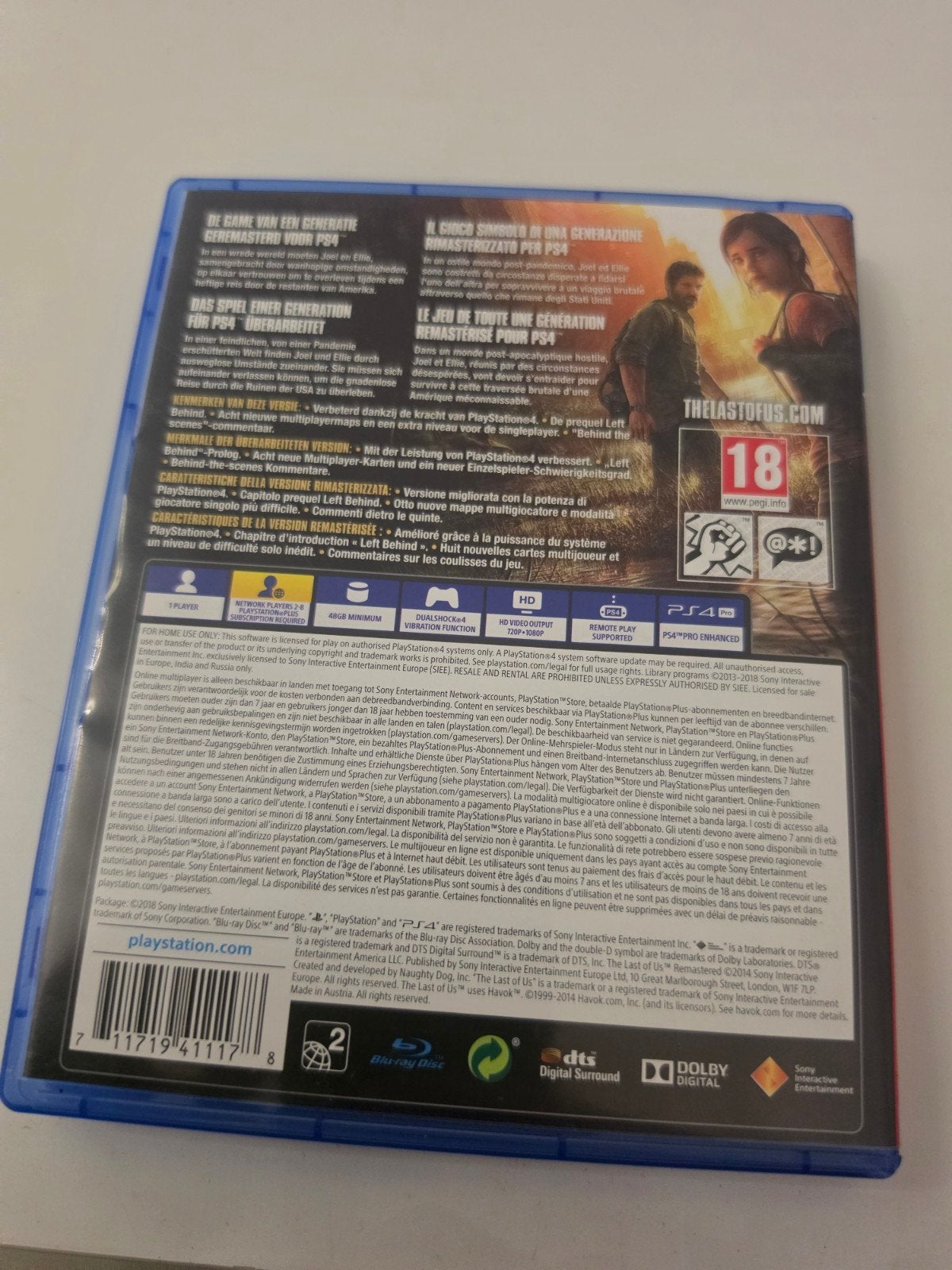 The Last of Us Remastered voor Playstation 4 en 5 Lees Goed, Avontuur en Actie, Online, Vanaf 18 jaar, 1 speler