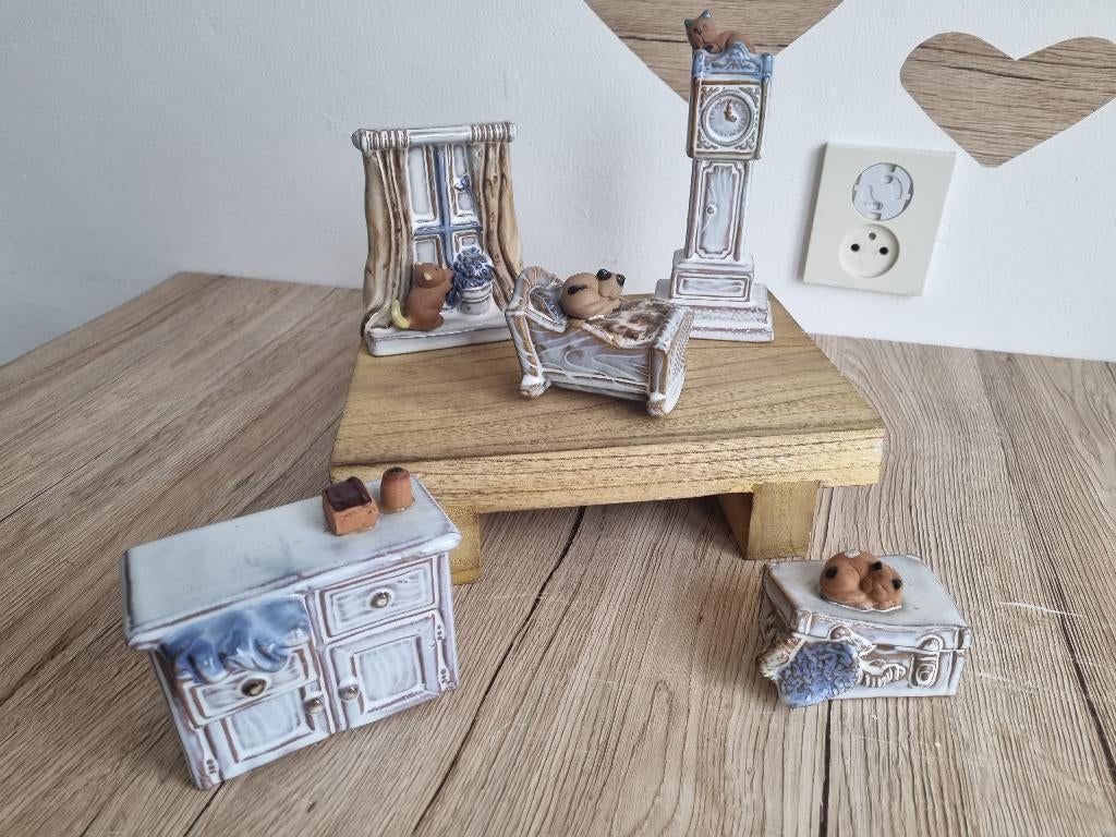 5 Vintage Kat Poes Rosenthal Netter Doll House Beelden, Verzenden, Gebruikt, Dier