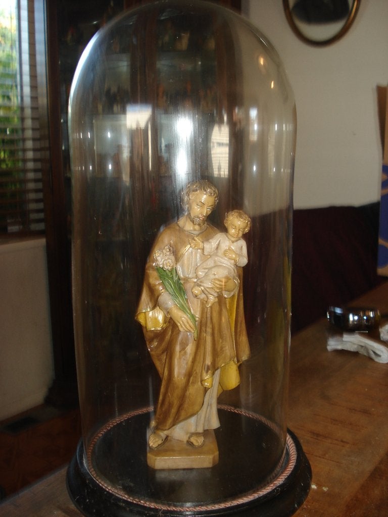 oude grote glazen stolp met beeld, Glas, Ophalen, Zo goed als nieuw