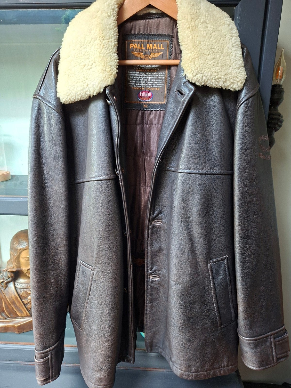 Pall Mall American Classic Leren Jas met Schapenvacht Kraag, Ophalen of Verzenden, Zo goed als nieuw, Maat 56/58 (XL), Bruin