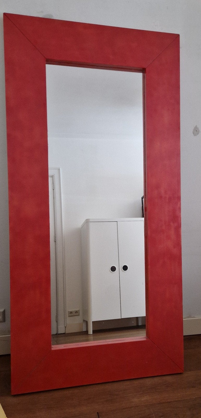 IKEA Spiegel 94x190 cm, rood (oorspronkelijk zeegroen), Huis en Inrichting, Woonaccessoires | Spiegels, Ophalen, Gebruikt, 75 tot 100 cm