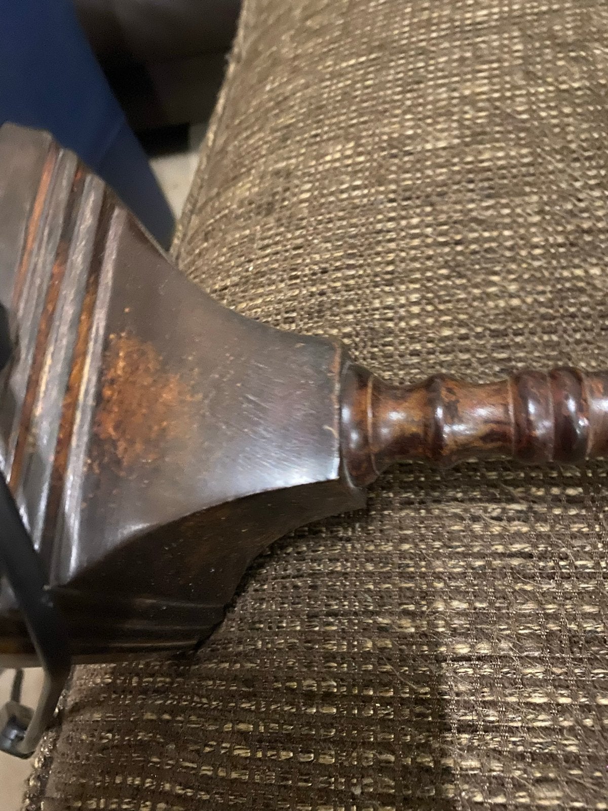 Vintage houten tafellamp met rieten kap 2 x, Ophalen