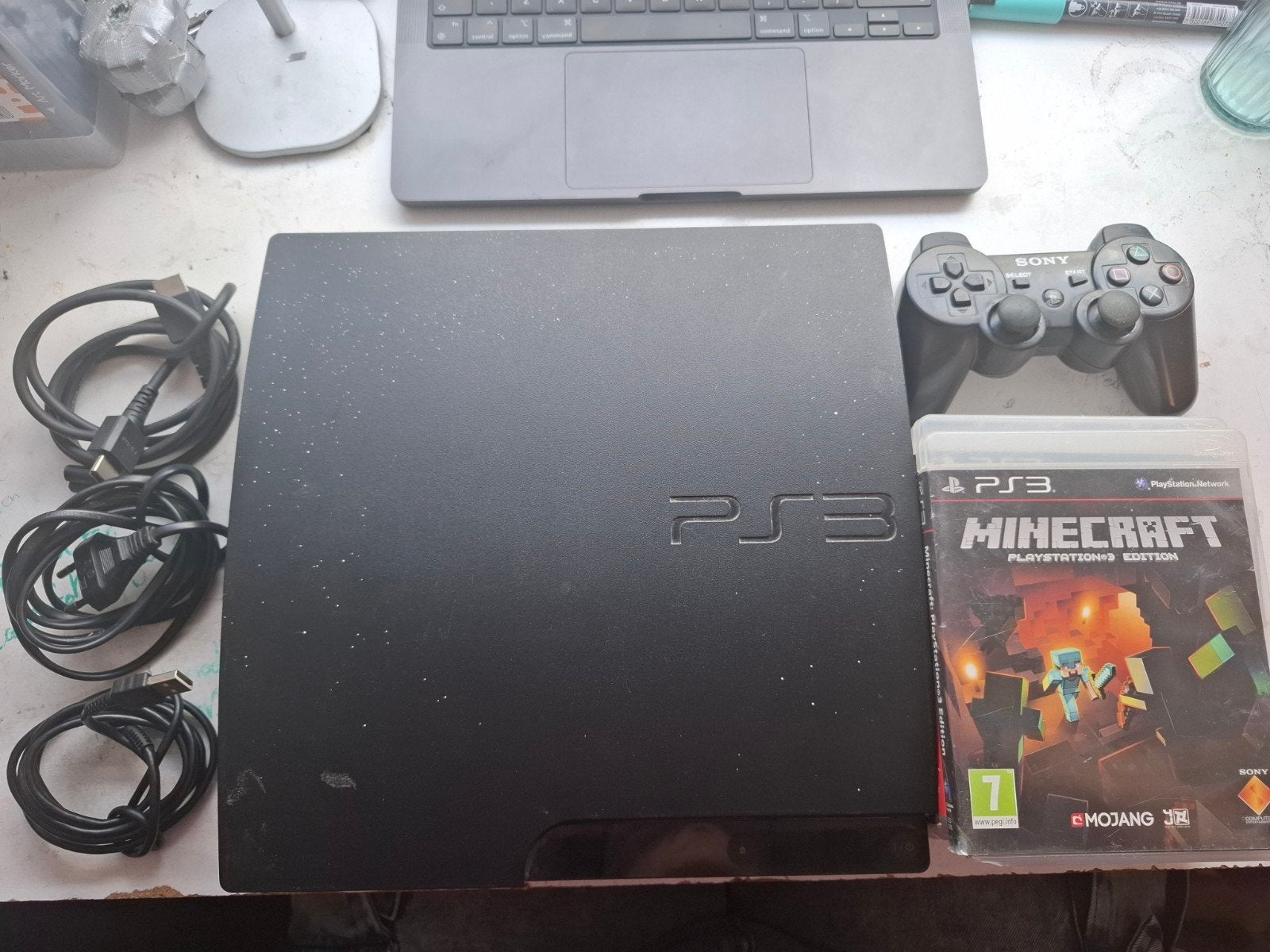 PlayStation 3 met controller, kabels en 5 games, Ophalen, Met 1 controller, Slim, Gebruikt