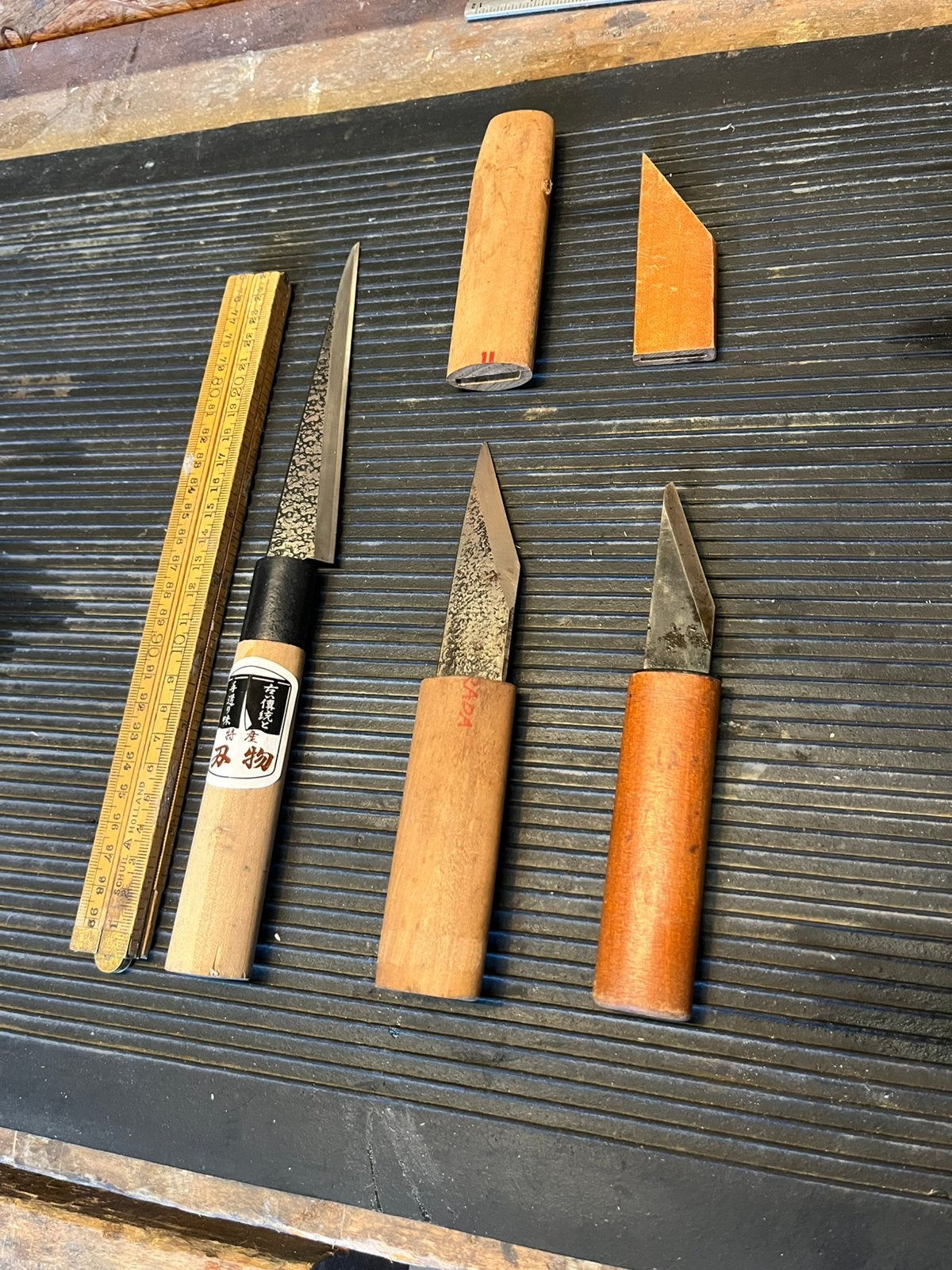 3 Japanse Kiridashi messen – handgesmeed / houtsnijmessen, Ophalen of Verzenden, Gebruikt