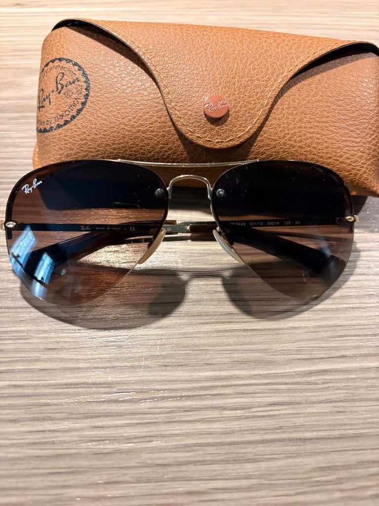 Stijlvolle Ray-Ban zonnebril met etui, Ophalen, Zonnebril, Bruin, Zo goed als nieuw