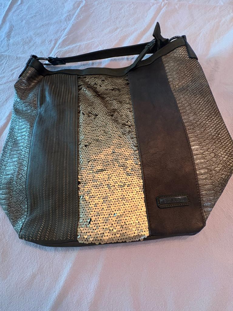 Bulaggi Schoudertas met pailletten en slangenprint, Ophalen of Verzenden, Zo goed als nieuw, Overige kleuren, Handtas