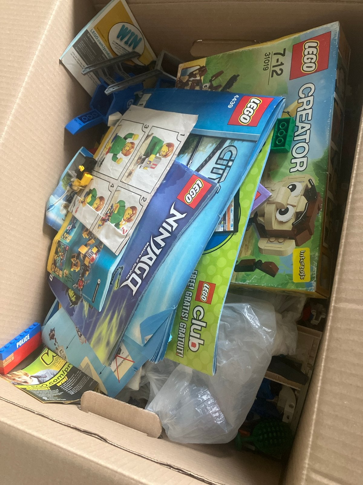 Grote doos met diverse LEGO sets en instructieboekjes, Ophalen, Gebruikt, Overige thema's, Lego