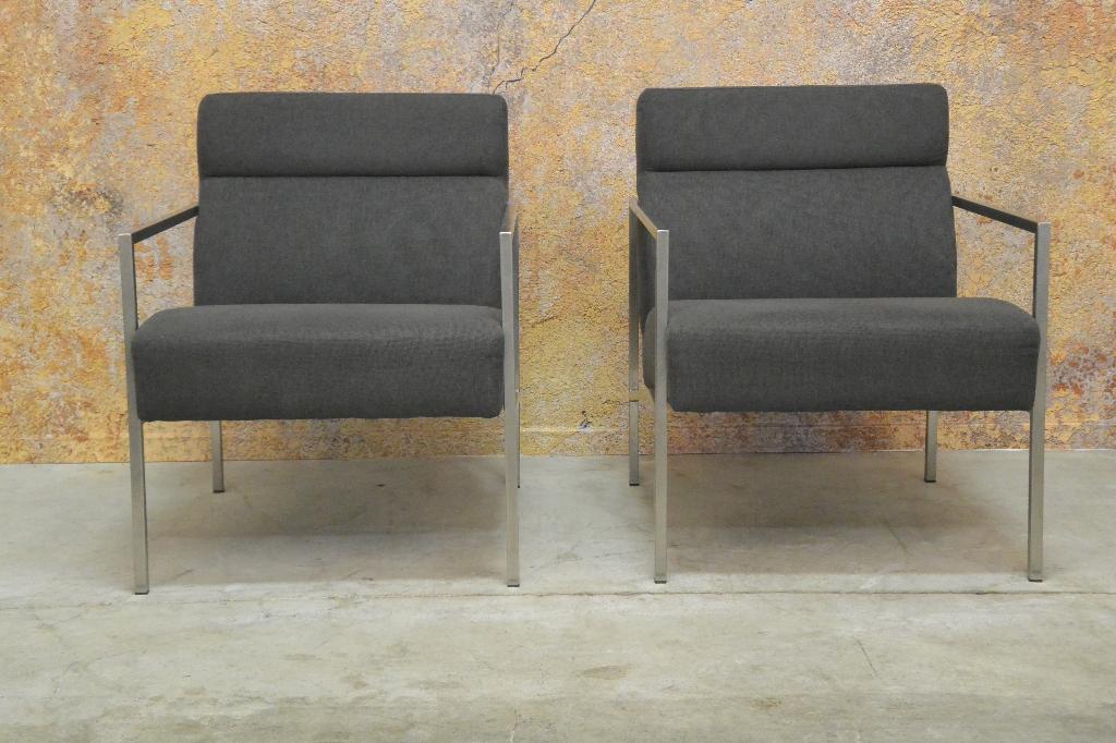 2 strakke donkergrijze stoffen Design fauteuils prijs PS, PS, 75 tot 100 cm, Zo goed als nieuw, Stof